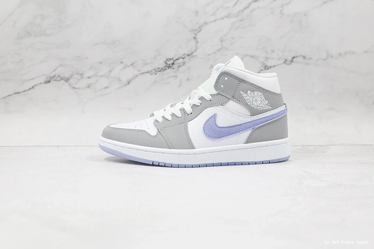 Grey BQ6472-105 Jordan 1 Mid Aluminum (W) - Wolf 0509